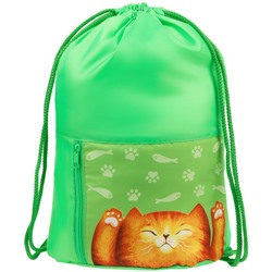 Сумка для обуви с карманом на молнии Мульти-Пульти "Lazy Cat" 34*42см (MO_45944) зеленая