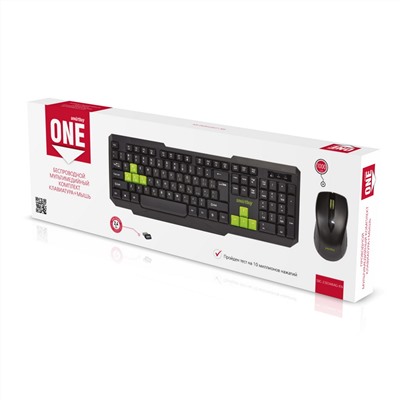 Клавиатура +мышь беспроводные Smartbuy "ONE" черно-зеленые (SBC-230346AG-KN)