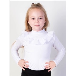 Школьная белая водолазка (блузка) с оборкой для девочки