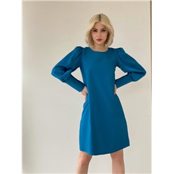 6182 Платье с объёмными рукавами голубое