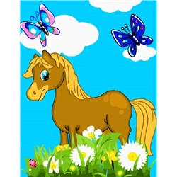 Картина по номерам PKD 18006 (CX 4012) Лошадка в цветах 20*30 Эксклюзив