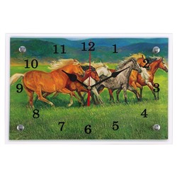 Часы настенные, серия: Животный мир, "Лошади", 20х30  см, микс