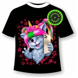 Подростковая футболка Кошечка селфи 1315