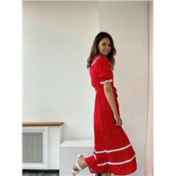 4322 Платье в ретро-стиле красное в горошек
