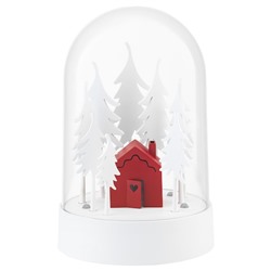 СТРОЛА, Светодиодное настольное украшение, домик в лесу красный, белый