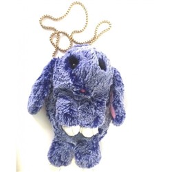 Сумка-рюкзак 3D "Меховой Кролик" на цепочке (натуральный мех) бело-синий
