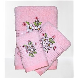 Махровое полотенце "Незабудки"-розовый 70*140 см. хлопок 100%