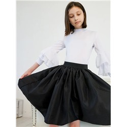 Чёрная школьная юбка для девочки на резинке со сборкой 83951-ДШ22