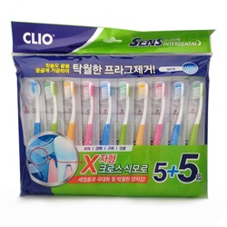 Набор зубных щёток для чувствительных зубов стандарт Clio Sensitive Dental 5+5 Antibacterial Standard