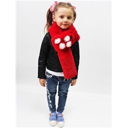 Меховой шарф Мишка для взрослых и детей Красный