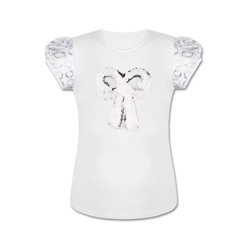 Белая футболка (блузка) для девочки 83771-ДЛШ19