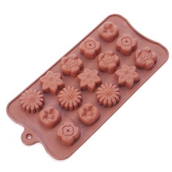 Силиконовая форма для шоколада, карамели и желе Полевые цветы, 15 ячеек