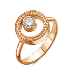 Позолоченное кольцо с бесцветным фианитом - 1013 - п - распродажа
