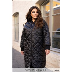 Длинное стеганое демисезонное пальто X14168