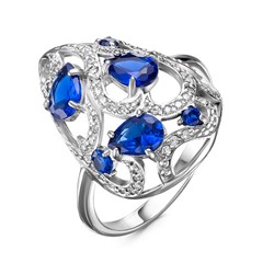 Серебряное кольцо с синими фианитами - 636 - распродажа