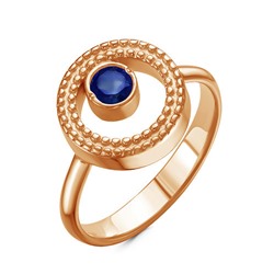 Позолоченное кольцо с фианитом синего цвета - 1013 - п - распродажа