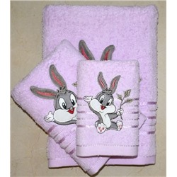 Махровое полотенце "Кролик Банни"- ЛАВАНДА 50*100 см. хлопок 100%