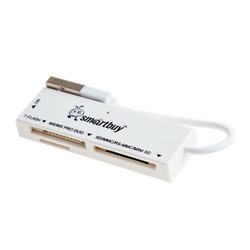 Картридер USB 2.0 "Smartbuy" для SD/micro-SD/MS/M2 (SBR-717-W) белый