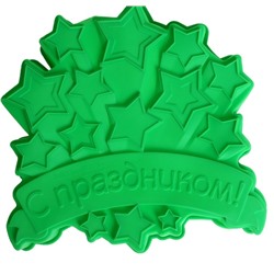 Форма для выпечки "С Праздником", зеленый, 23 х 23 см, глубина 4,5 см